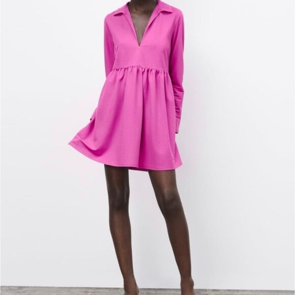 Zara Womans Vneck Long Sleeve Mini Dress, Size Small - Picture 1 of 4